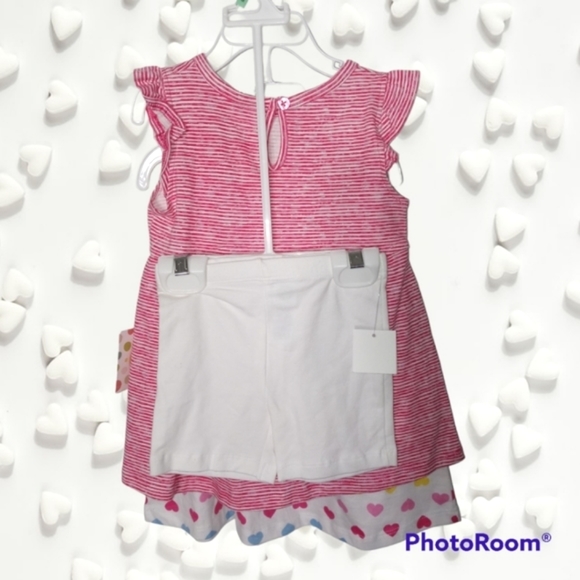 3 pc. Knit Dresses Short Set. Valentine Cutie Hearts by Little Me. 18 mos - Picture 2 of 4